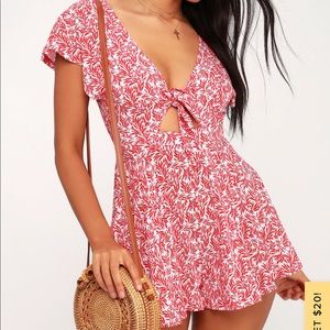 Lulus Red and White Print Romper